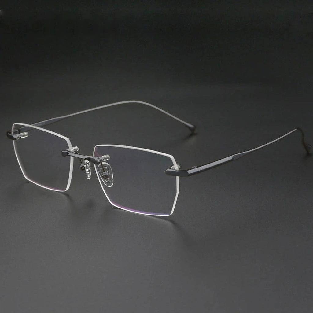 Aror Men's Rimless Square Pure Titanium Eyeglasses H2324 — view 1 | Aror at FuzWeb
