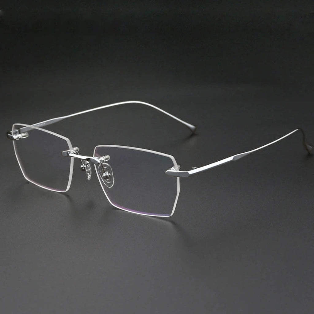 Aror Men's Rimless Square Pure Titanium Eyeglasses H2324 — view 2 | Aror at FuzWeb