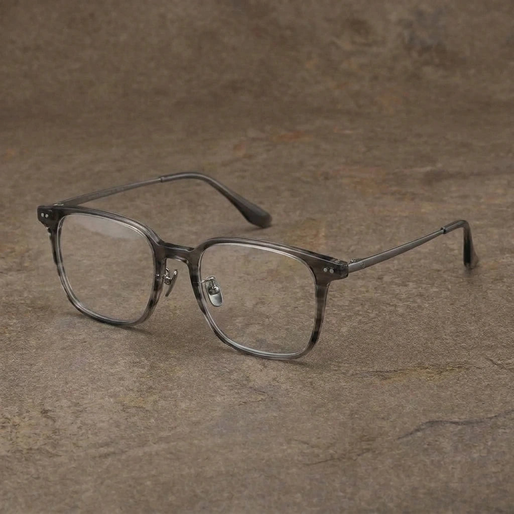 Aror Men's Full Rim Square Acetate Titanium Eyeglasses JMM96RX — view 2 | Aror at FuzWeb