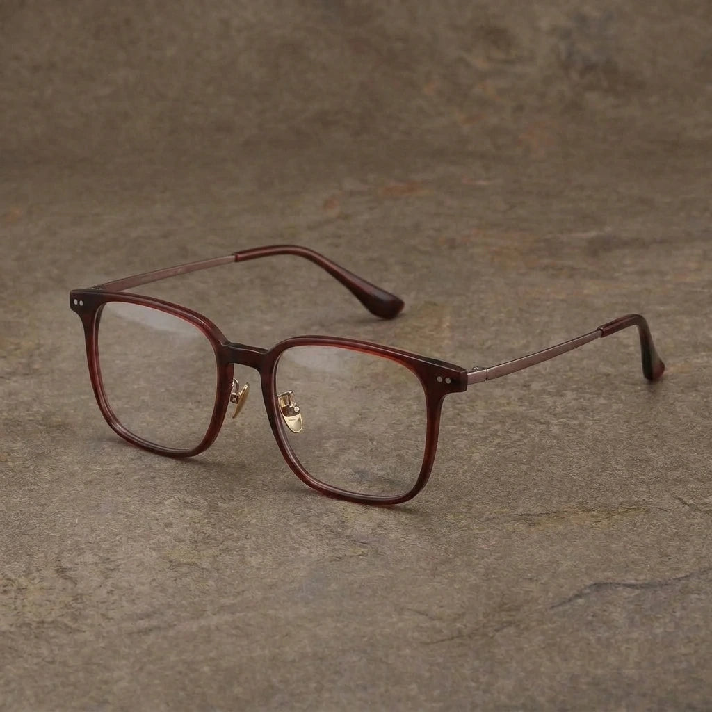 Aror Men's Full Rim Square Acetate Titanium Eyeglasses JMM96RX — view 1 | Aror at FuzWeb