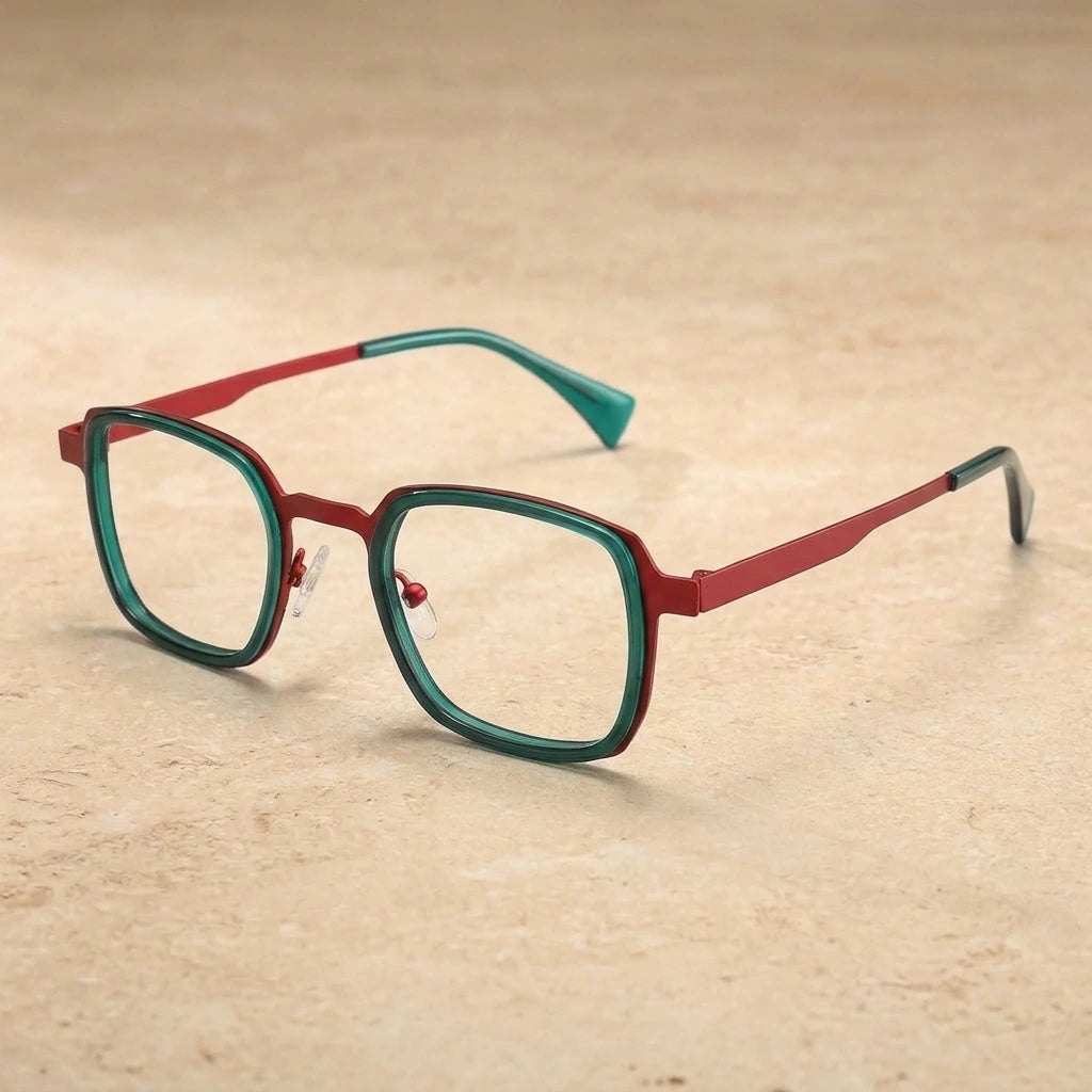 Aror Unisex Full Rim Square Acetate Titanium Eyeglasses PES523 — view 1 | Aror at FuzWeb