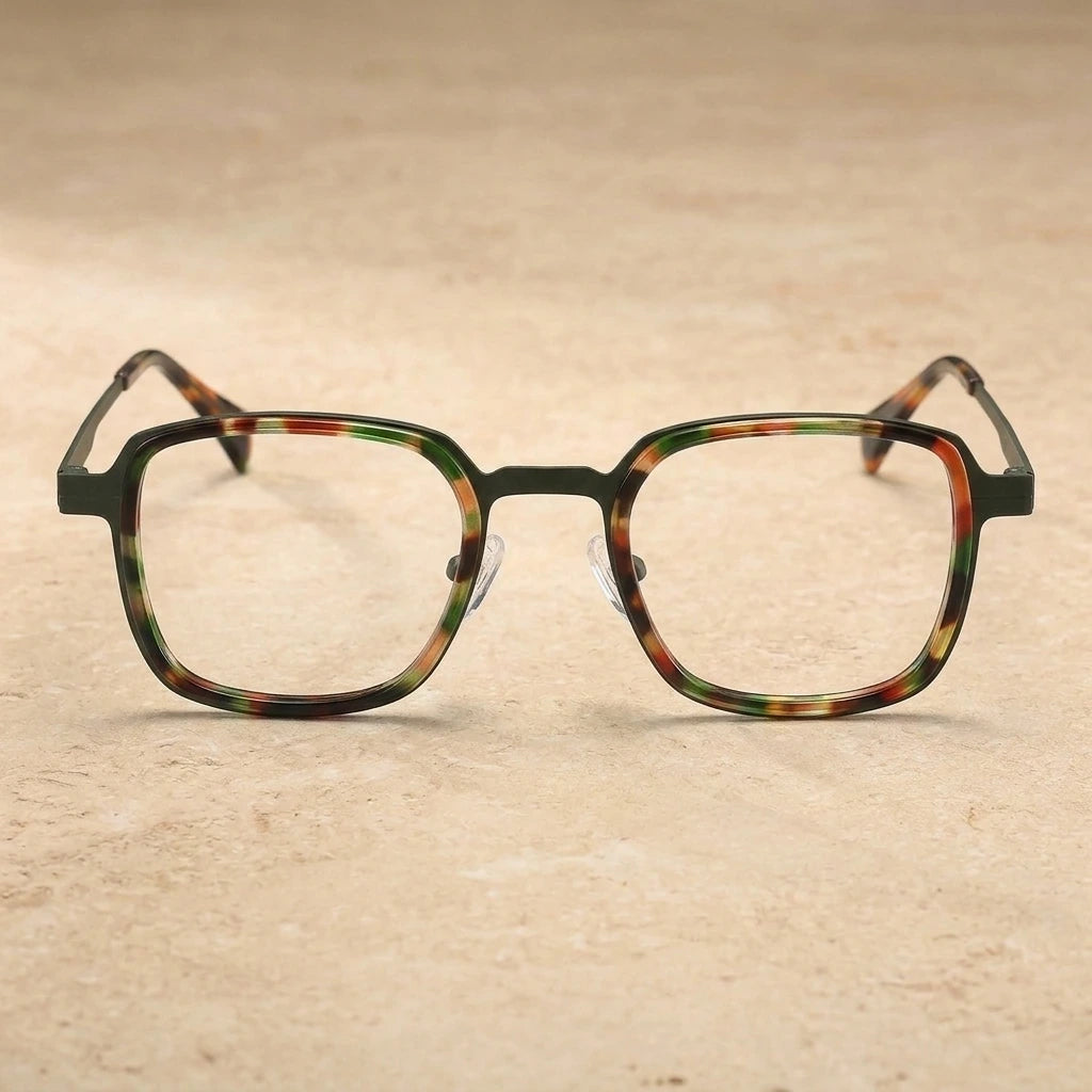 Aror Unisex Full Rim Square Acetate Titanium Eyeglasses PES523 — view 2 | Aror at FuzWeb