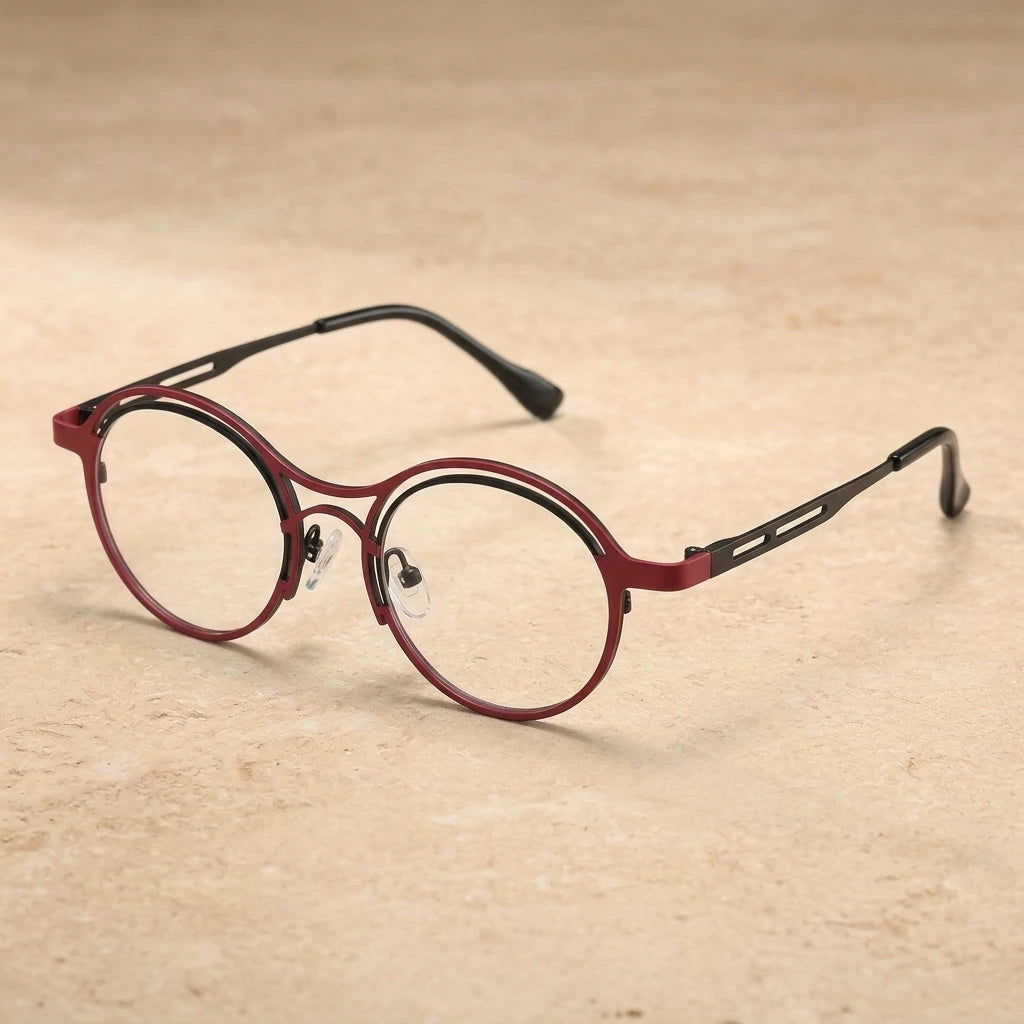 Aror Women's Full Rim Round Titanium Alloy Eyeglasses PY5531 — view 2 | Aror at FuzWeb