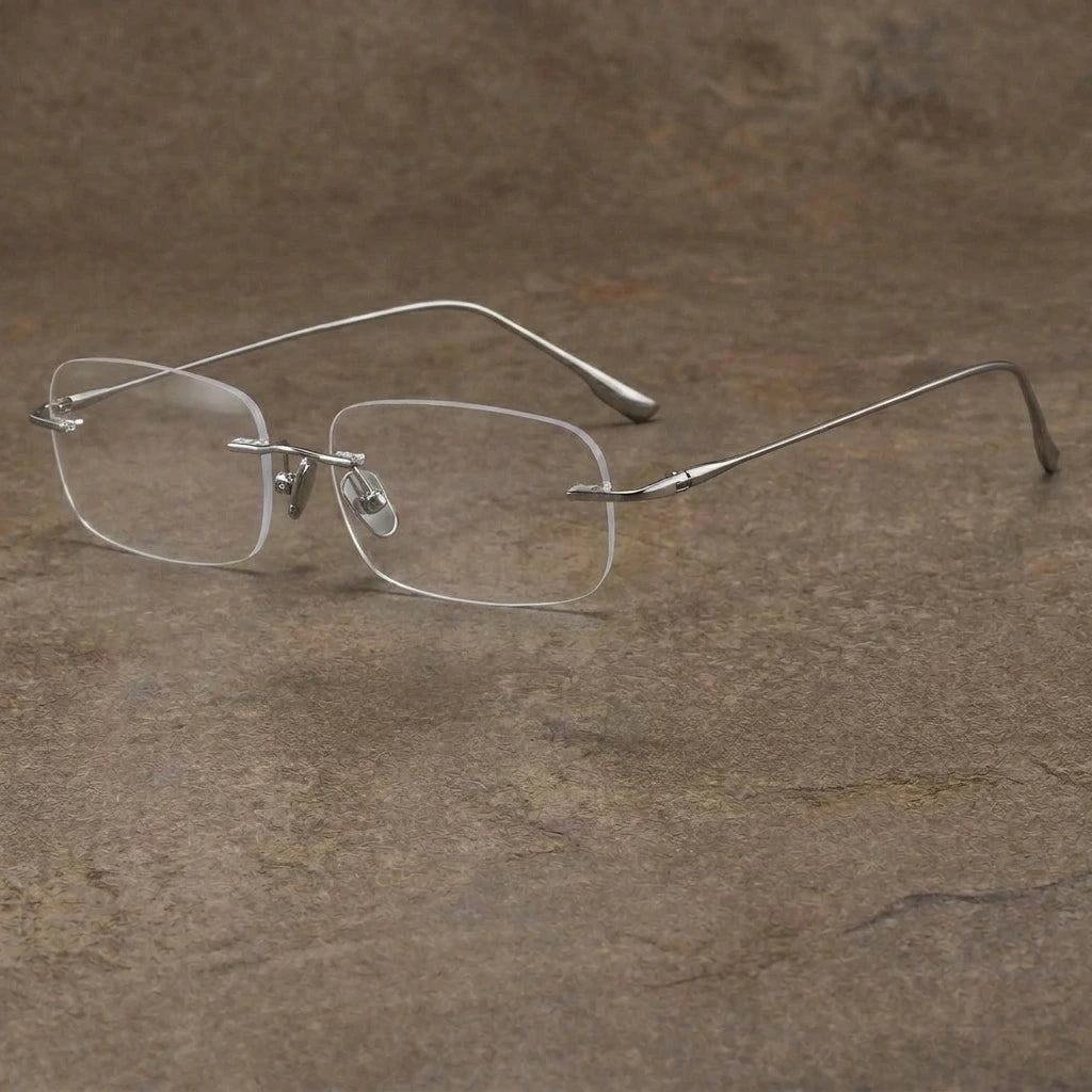 Bclear Men's Rimless Square Pure Titanium Eyeglasses 1135-63 — C31 — view 1 | Bclear at FuzWeb
