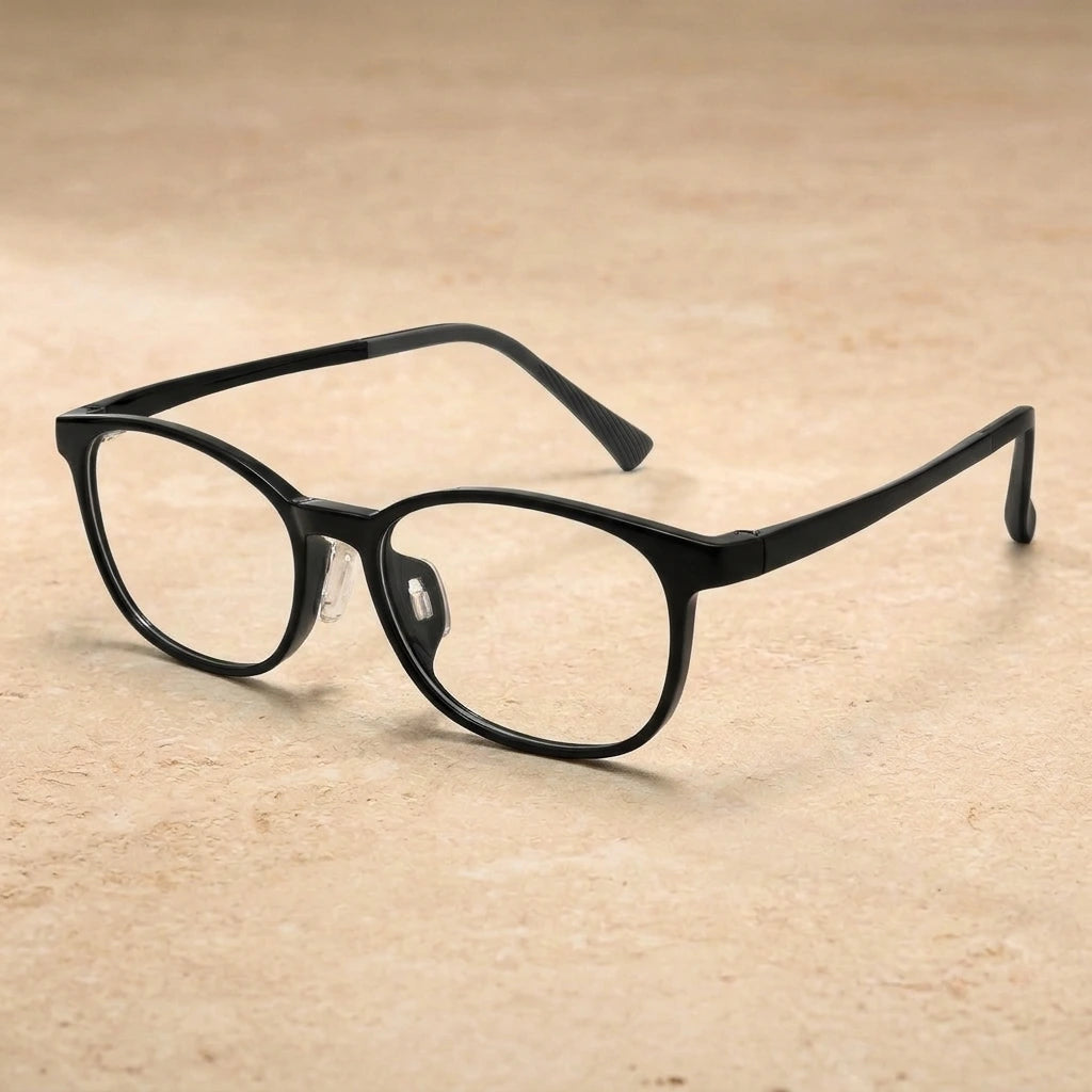 Bclear Unisex Full Rim Square TR90 Eyeglasses 6006LS — C1 Black — view 1 | Bclear at FuzWeb
