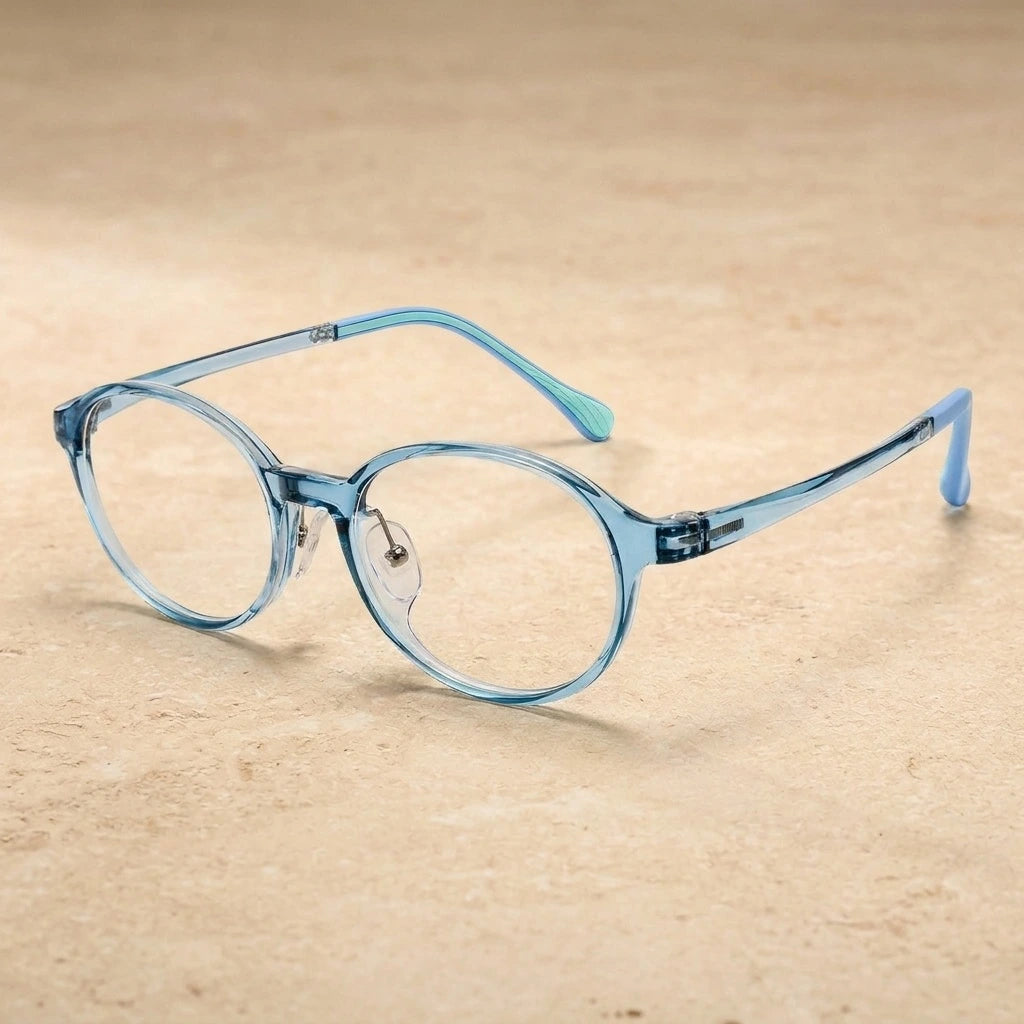 Bclear Unisex Full Rim Round TR90 Eyeglasses 6008LS — C3 Blue — view 1 | Bclear at FuzWeb