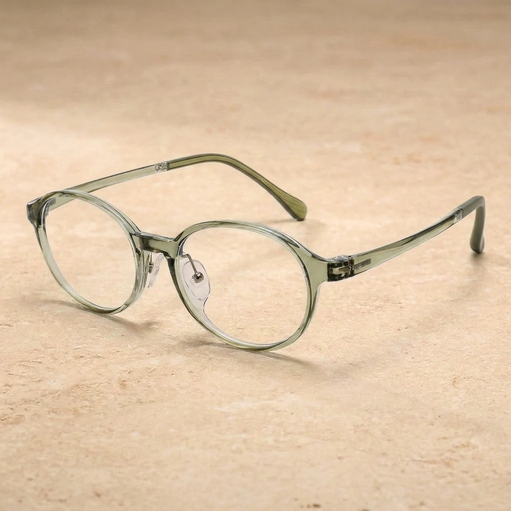 Bclear Unisex Full Rim Round TR90 Eyeglasses 6008LS — C4 Green — view 2 | Bclear at FuzWeb