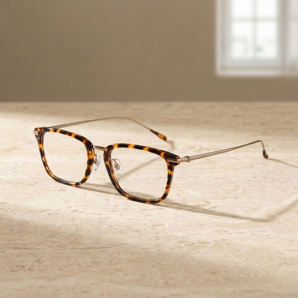 Unisex Full Rim Titanium Acetate Frame Eyeglasses 6649 - Leopard print — view 2 | Bclear at FuzWeb