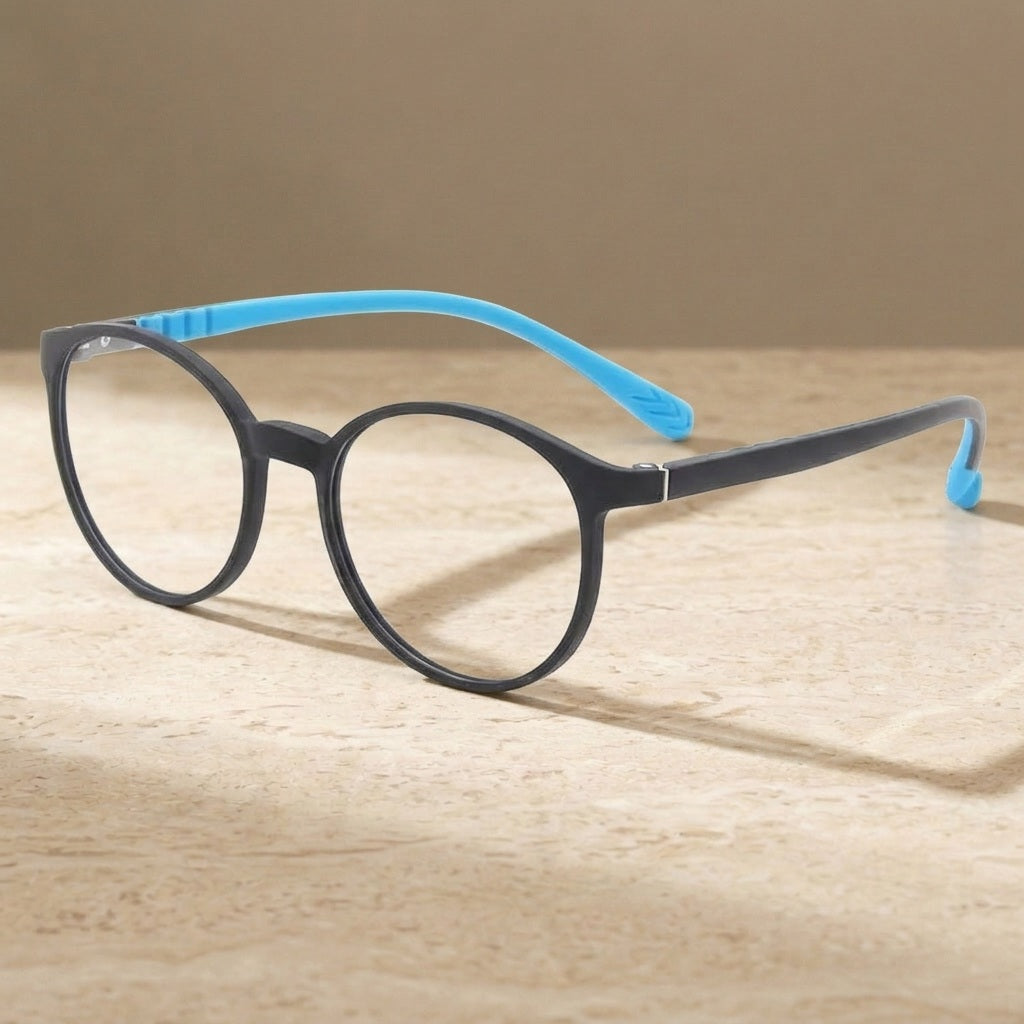 Bclear Unisex Children Full Rim Round TR 90 Titanium Eyeglasses Kd8809 - Black blue — view 2 | Bclear at FuzWeb