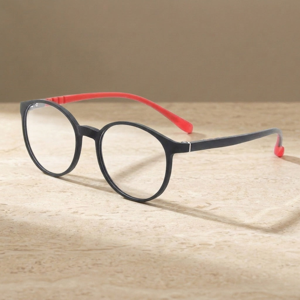 Bclear Unisex Children Full Rim Round TR 90 Titanium Eyeglasses Kd8809 - Black red — view 1 | Bclear at FuzWeb