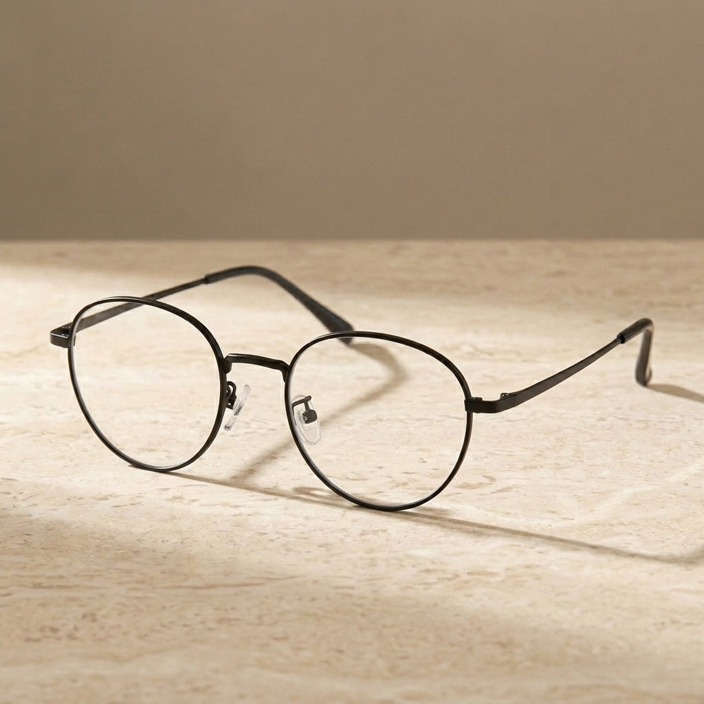 Bclear Unisex Full Rim Round Titanium Eyeglasses Lb5341 - Black — view 2 | Bclear at FuzWeb