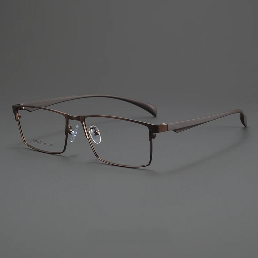 Bclear Men Full Rim Square Alloy Eyeglasses MY-L636 - brown — view 1 | Bclear at FuzWeb