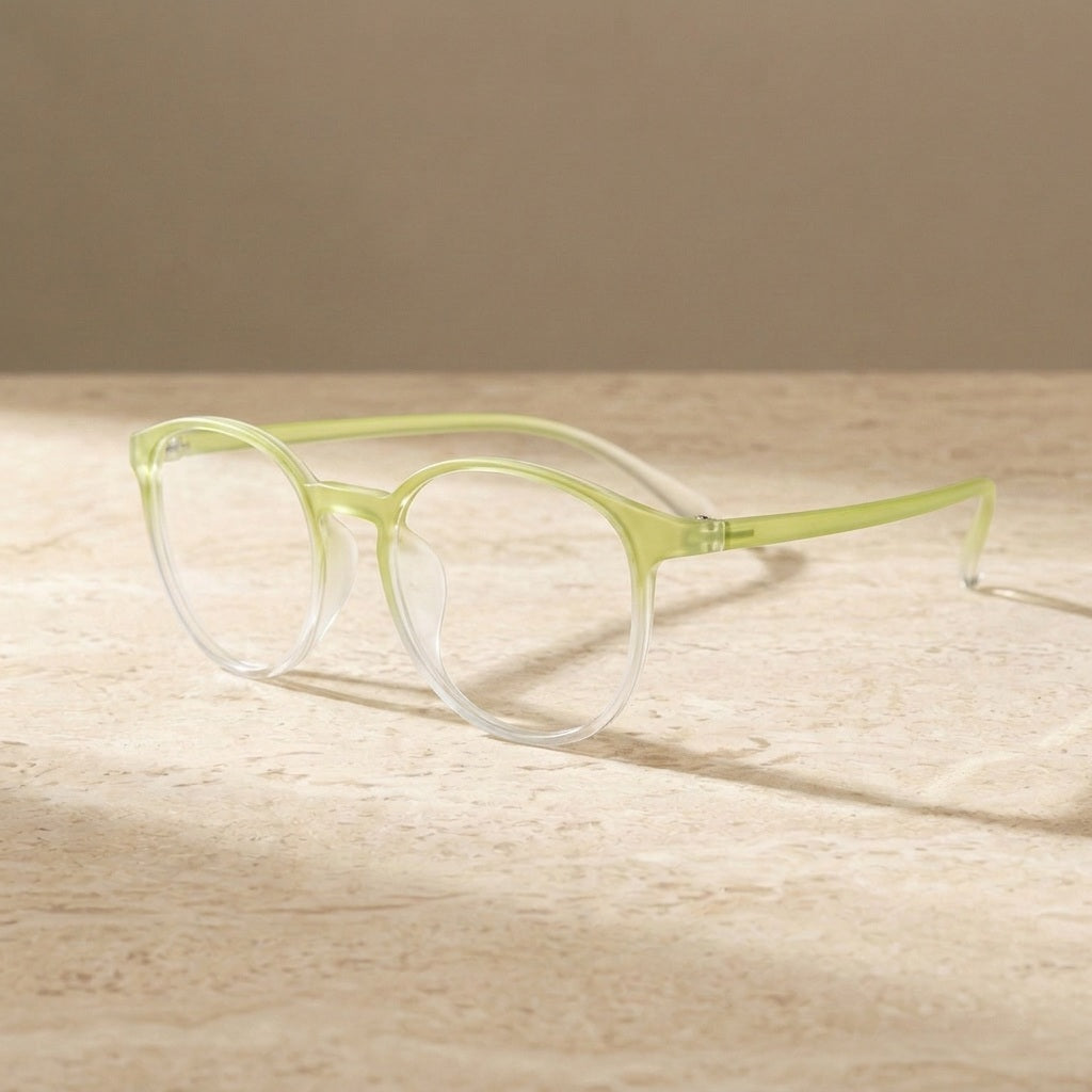 Unisex Full Rim Round TR-90 Titanium Frame Eyeglasses My7003 - Gradient green — view 1 | Bclear at FuzWeb