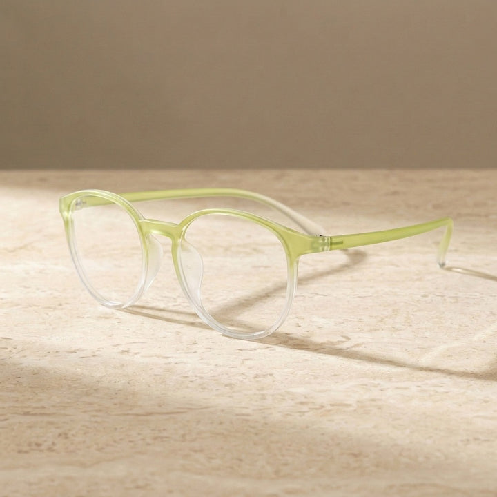 Unisex Full Rim Round TR-90 Titanium Frame Eyeglasses My7003 - Gradient green — view 1 | Bclear at FuzWeb
