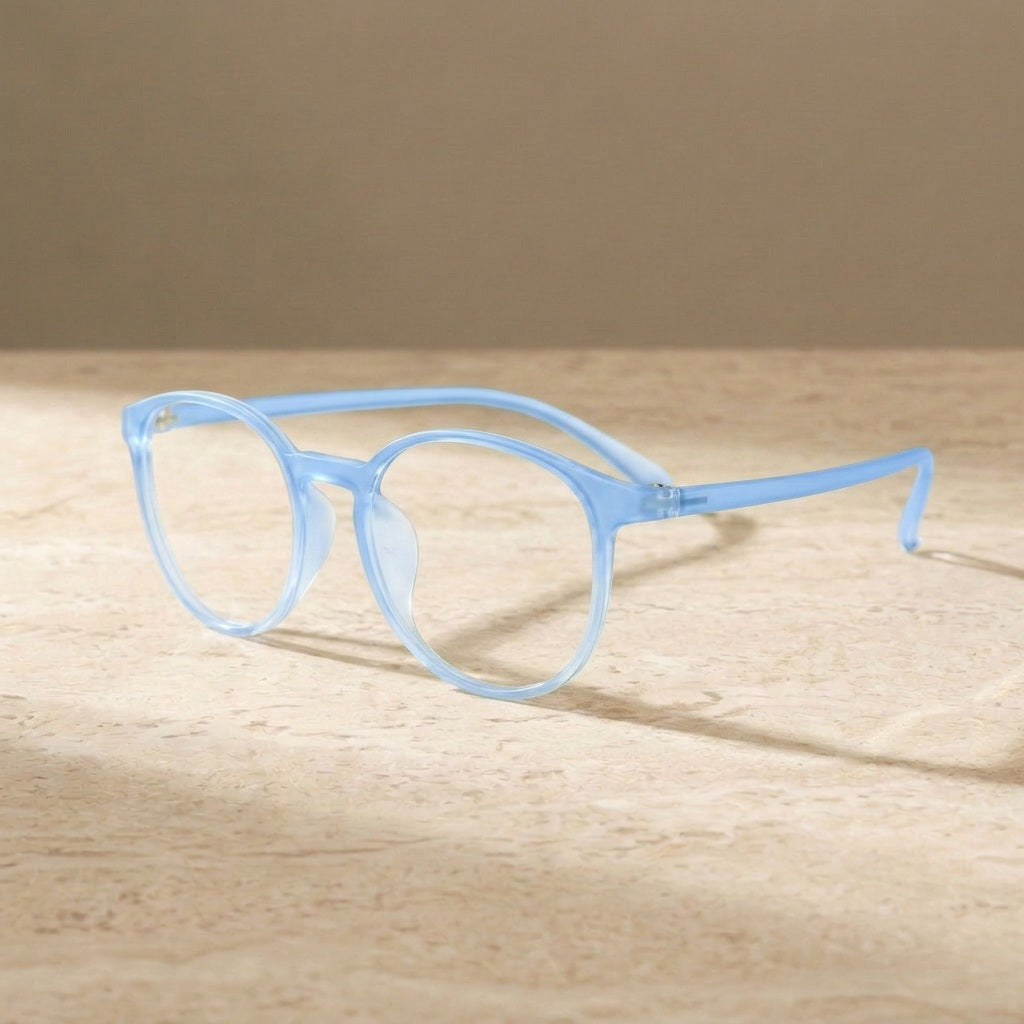 Unisex Full Rim Round TR-90 Titanium Frame Eyeglasses My7003 - Light blue — view 5 | Bclear at FuzWeb