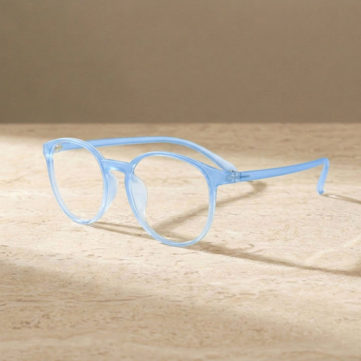 Unisex Full Rim Round TR-90 Titanium Frame Eyeglasses My7003 - Light blue — view 5 | Bclear at FuzWeb