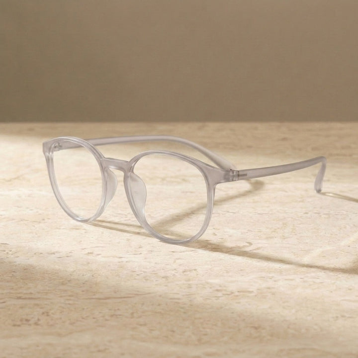 Unisex Full Rim Round TR-90 Titanium Frame Eyeglasses My7003 - Light gray — view 4 | Bclear at FuzWeb