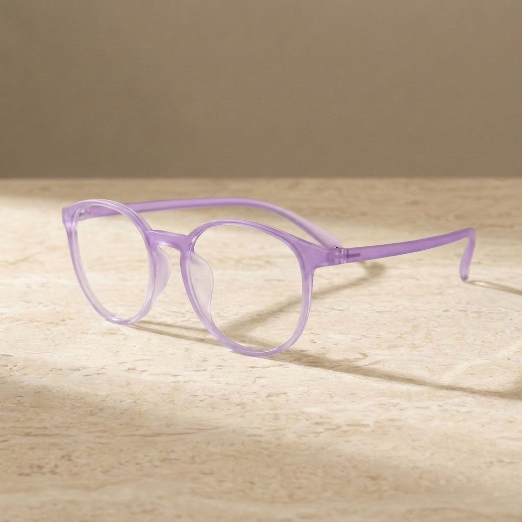 Unisex Full Rim Round TR-90 Titanium Frame Eyeglasses My7003 - Light purple — view 7 | Bclear at FuzWeb