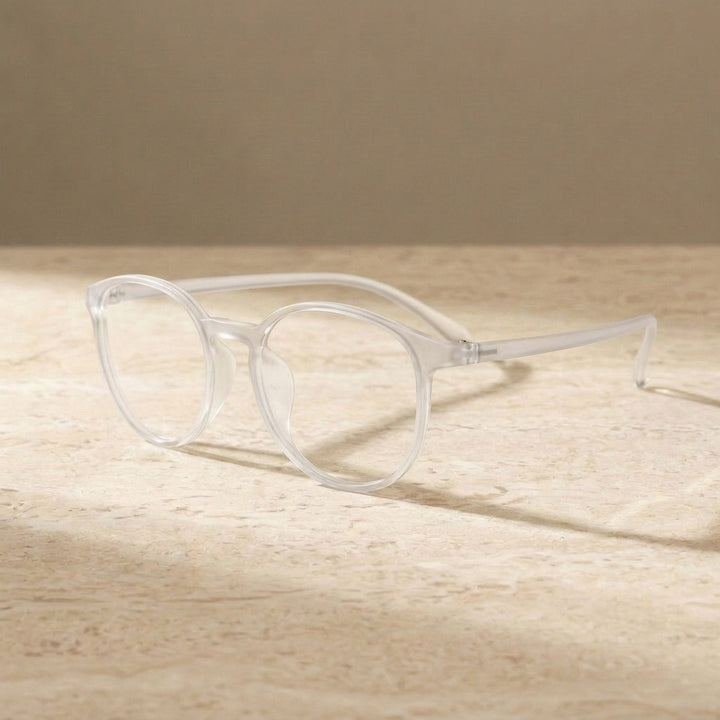 Unisex Full Rim Round TR-90 Titanium Frame Eyeglasses My7003 - white — view 2 | Bclear at FuzWeb