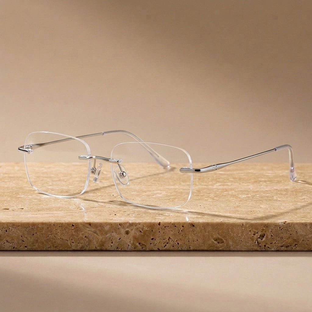 Bclear Women Rimless Square Titanium Eyeglasses SM-1135-63 - C 31 — view 1 | Bclear at FuzWeb