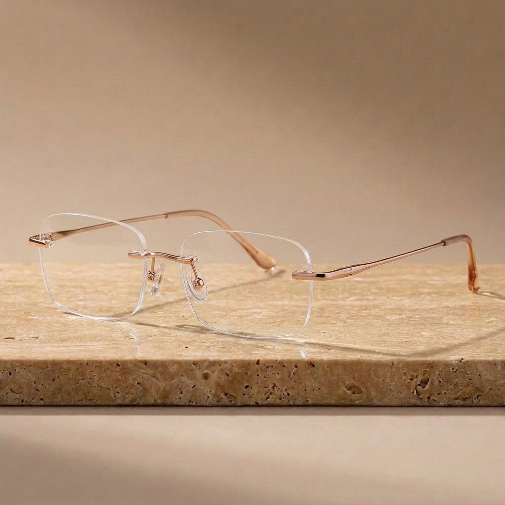 Bclear Women Rimless Square Titanium Eyeglasses SM-1135-63 - C 51 — view 2 | Bclear at FuzWeb