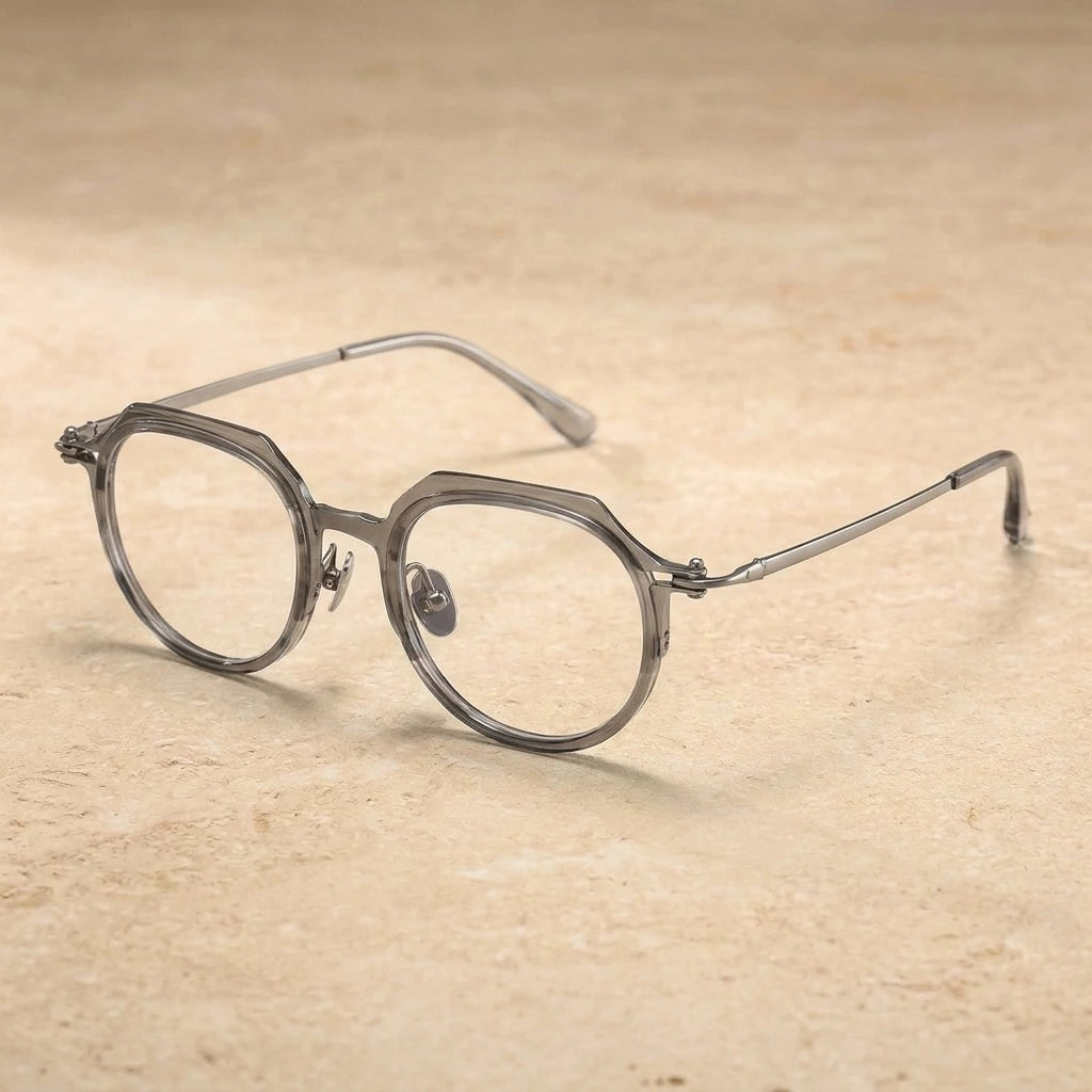 Blackmask Unisex Full Rim Round Titanium Acetate Eyeglasses BM-A5872 — Gray — view 2 | Blackmask at FuzWeb