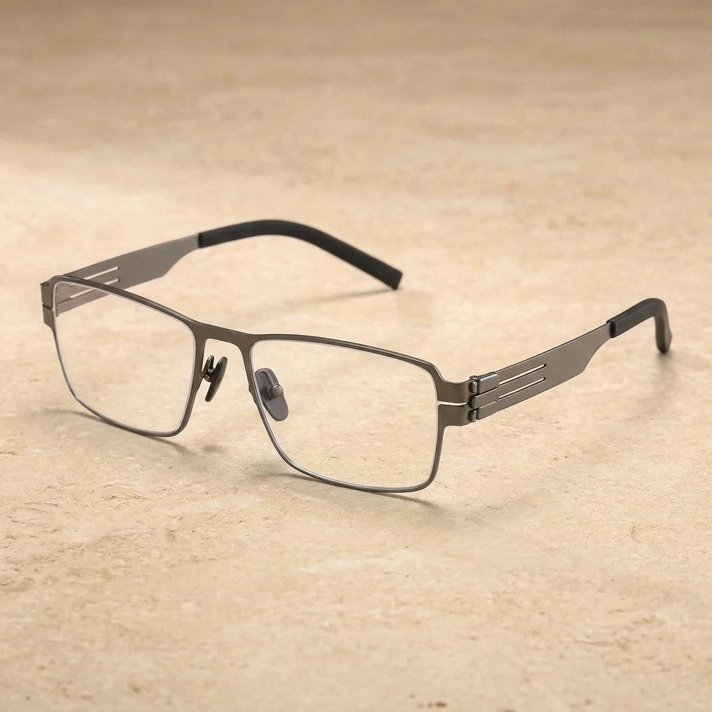 Blackmask Men's Full Rim Square Stainless Steel Eyeglasses BM-IB005 — view 2 | Blackmask at FuzWeb