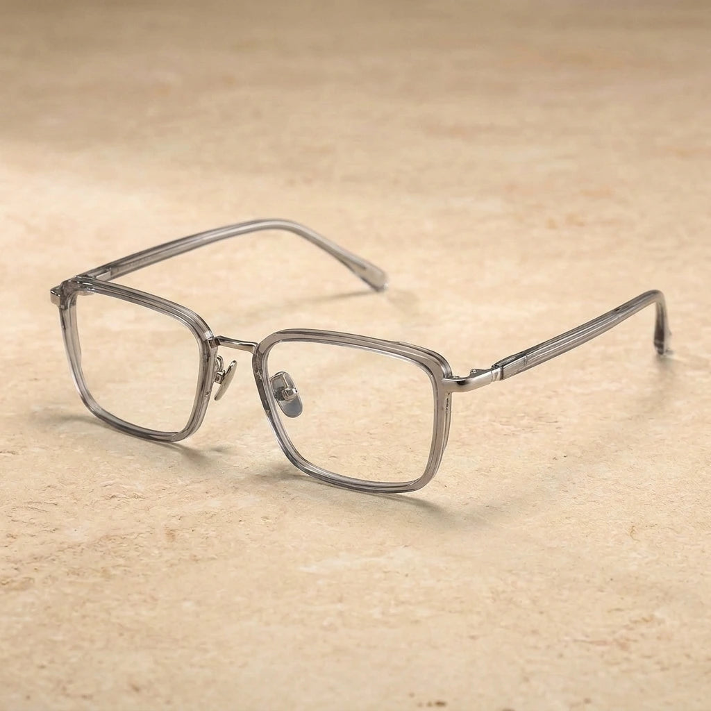 Blackmask Unisex Full Rim Square Titanium Acetate Eyeglasses BM-M171 — Gray-Silver — view 1 | Blackmask at FuzWeb