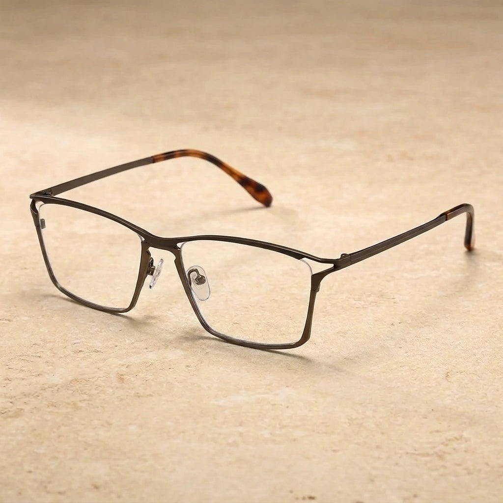 Blackmask Unisex Full Rim Square Pure Titanium Eyeglasses BM-RLT6885 — Black-Bronze — view 2 | Blackmask at FuzWeb