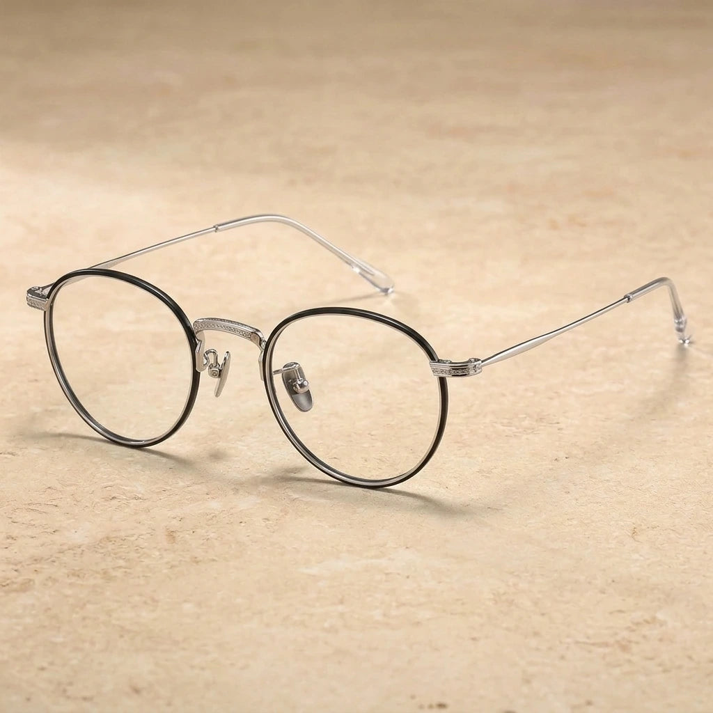 Blackmask Unisex Full Rim Round Pure Titanium Eyeglasses BM-W717 — view 1 | Blackmask at FuzWeb