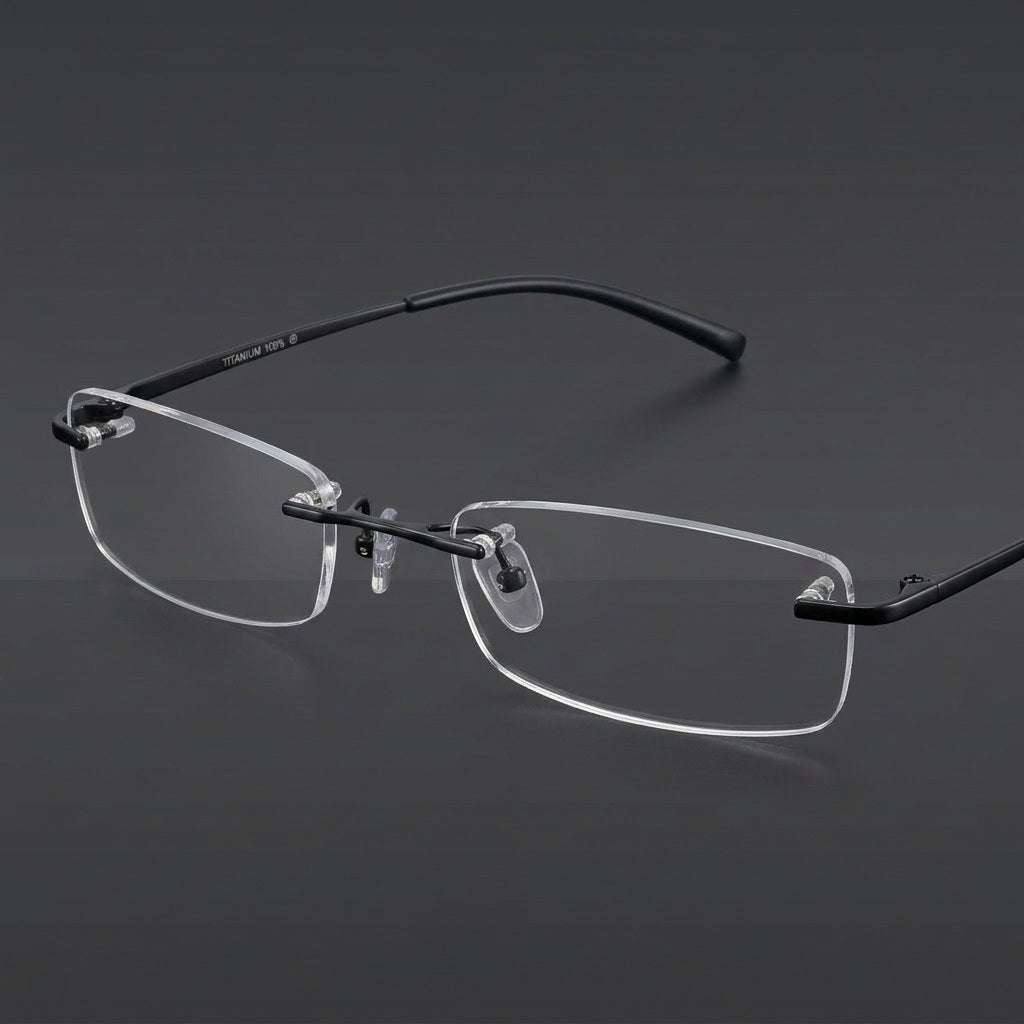 Chashma Unisex Rimless Square Titanium Eyeglasses 1028 — view 2 | Chashma at FuzWeb