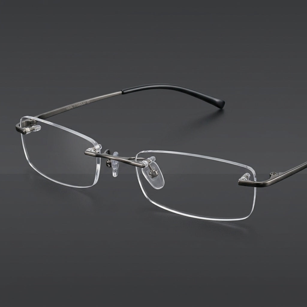 Chashma Unisex Rimless Square Titanium Eyeglasses 1028 — view 1 | Chashma at FuzWeb