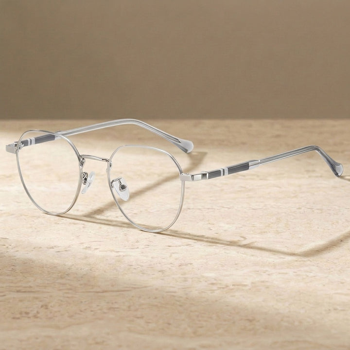 Chashma Unisex Full Rim Round Stainless Steel Frame Eyeglasses 1921 — view 3 | Chashma at FuzWeb