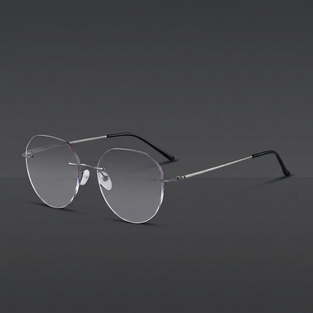 Chashma Unisex Rimless Oval Titanium Eyeglasses 3306-7090 — view 2 | Chashma at FuzWeb