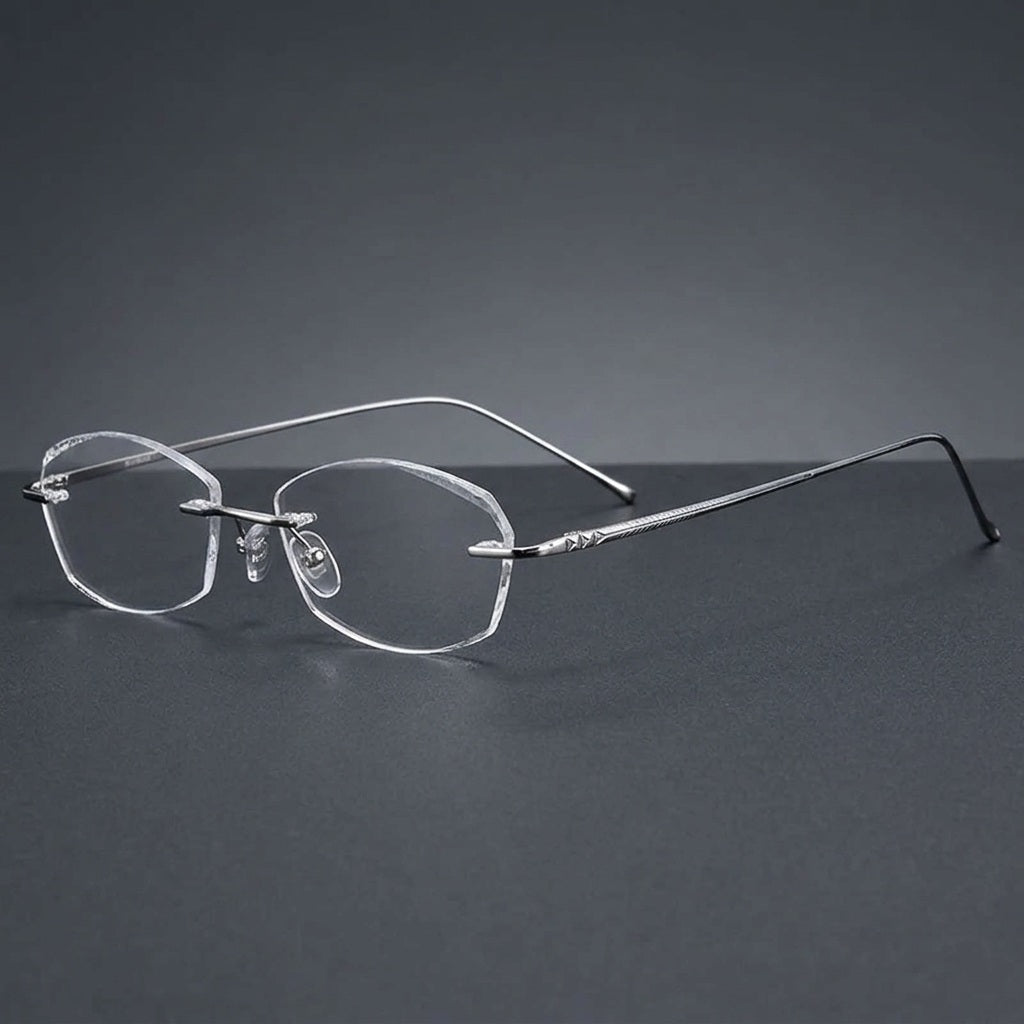 Chashma Unisex Rimless Diamond Cut Titanium Frame Custom Lens Eyeglasses 3306 — view 1 | Chashma at FuzWeb