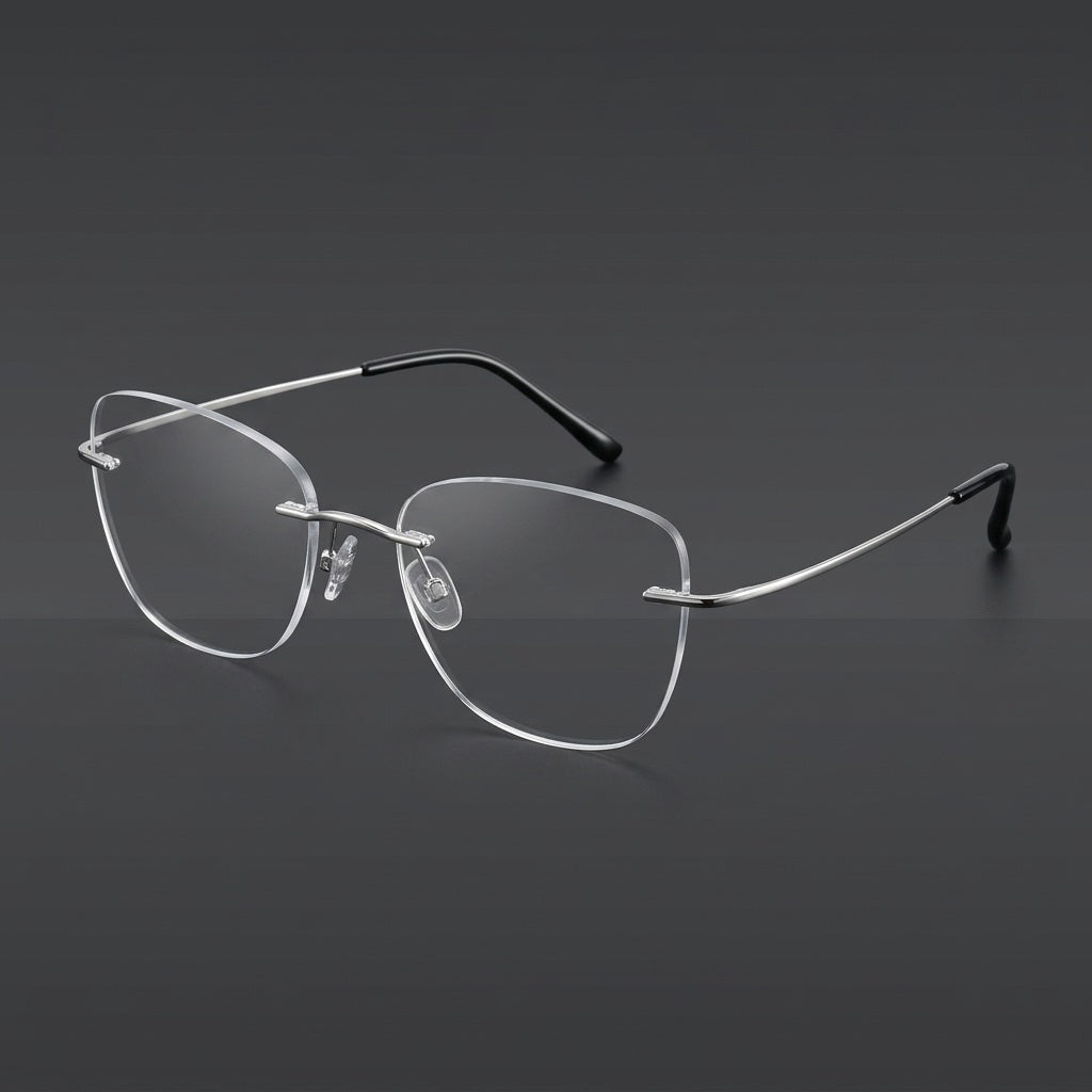 Chashma Unisex Rimless Square Cat Eye 2g Titanium Eyeglasses 6074-2 — view 1 | Chashma at FuzWeb