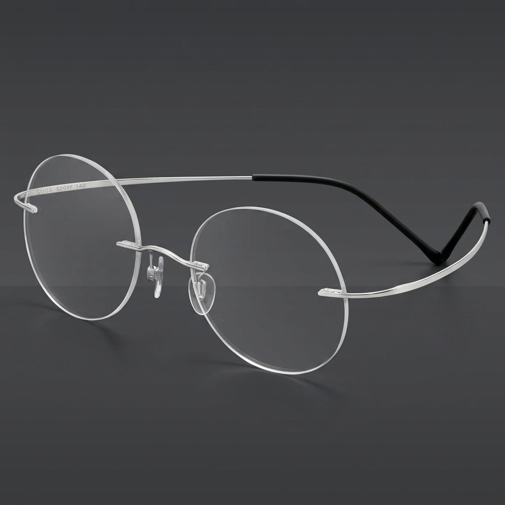 Chashma Unisex Rimless Round 2g Titanium Eyeglasses 6074 — view 1 | Chashma at FuzWeb