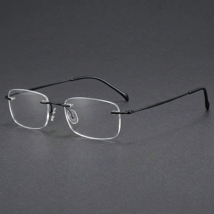 Chashma Unisex Rimless Square Titanium Eyeglasses 816006 - Black — view 2 | Chashma at FuzWeb