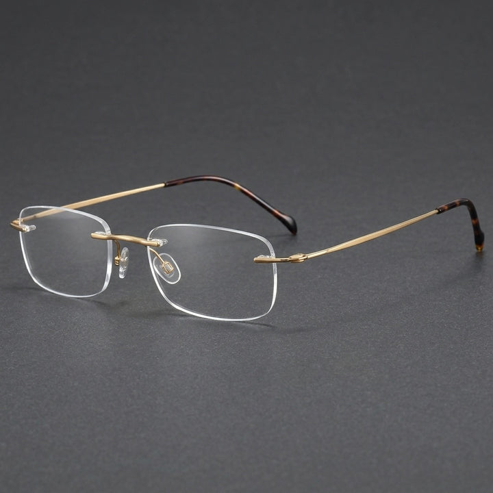 Chashma Unisex Rimless Square Titanium Eyeglasses 816006 - Gold — view 1 | Chashma at FuzWeb