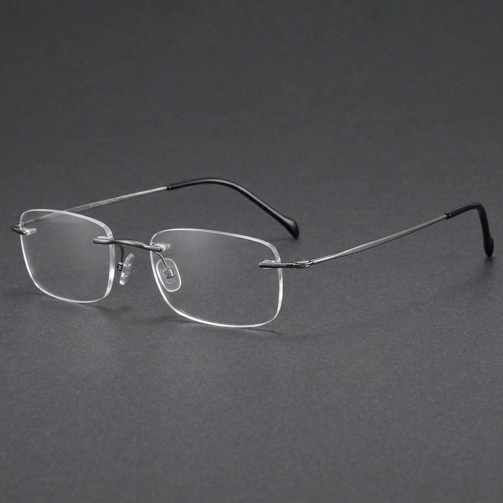 Chashma Unisex Rimless Square Titanium Eyeglasses 816006 - Gray — view 3 | Chashma at FuzWeb