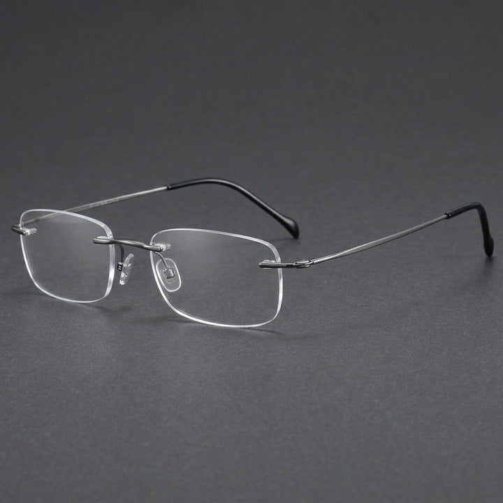 Chashma Unisex Rimless Square Titanium Eyeglasses 816006 - Gray — view 3 | Chashma at FuzWeb