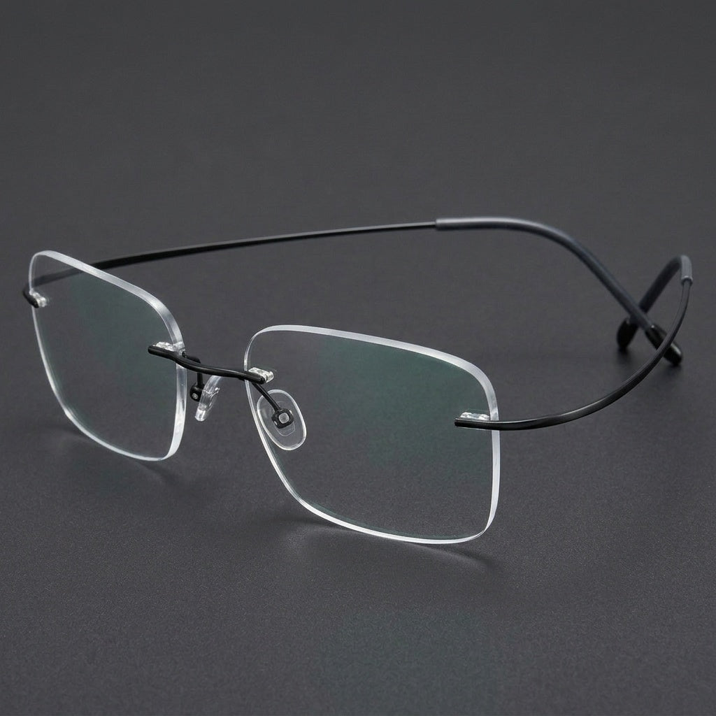 Chashma Unisex Rimless Polygon Square Titanium Eyeglasses 816016 - Black — view 3 | Chashma at FuzWeb
