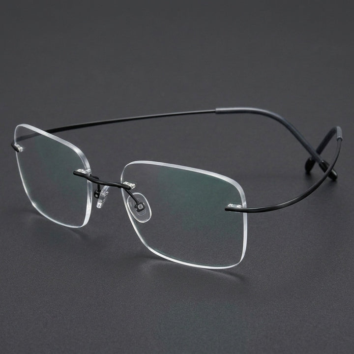 Chashma Unisex Rimless Polygon Square Titanium Eyeglasses 816016 - Black — view 3 | Chashma at FuzWeb