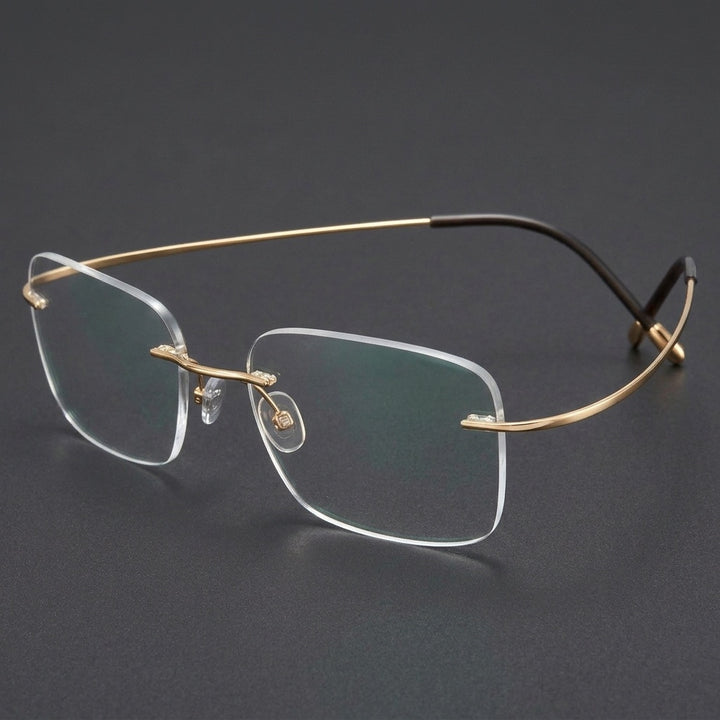 Chashma Unisex Rimless Polygon Square Titanium Eyeglasses 816016 - Gold — view 4 | Chashma at FuzWeb