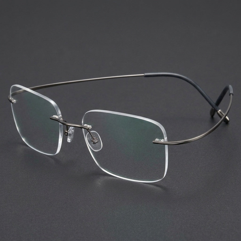 Chashma Unisex Rimless Polygon Square Titanium Eyeglasses 816016 - Gray — view 2 | Chashma at FuzWeb