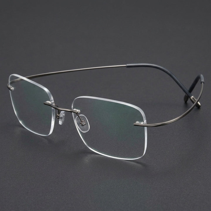 Chashma Unisex Rimless Polygon Square Titanium Eyeglasses 816016 - Gray — view 2 | Chashma at FuzWeb