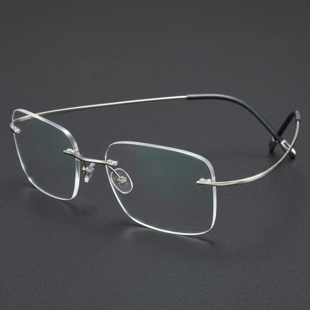 Chashma Unisex Rimless Polygon Square Titanium Eyeglasses 816016 - Silver — view 1 | Chashma at FuzWeb