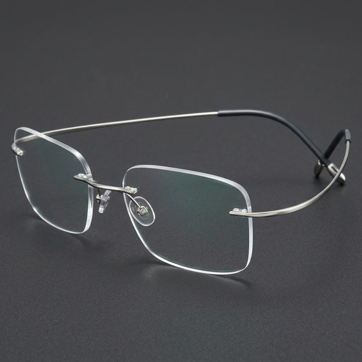 Chashma Unisex Rimless Polygon Square Titanium Eyeglasses 816016 - Silver — view 1 | Chashma at FuzWeb