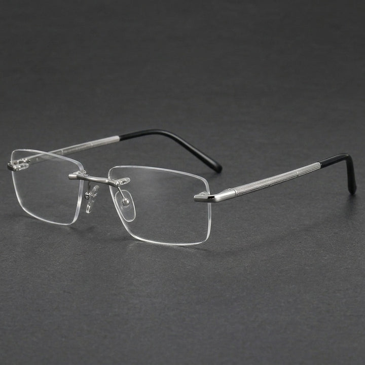 Chashma Unisex Rimless Square Titanium Spring Hinge Eyeglasses 816069 - Silver — view 2 | Chashma at FuzWeb