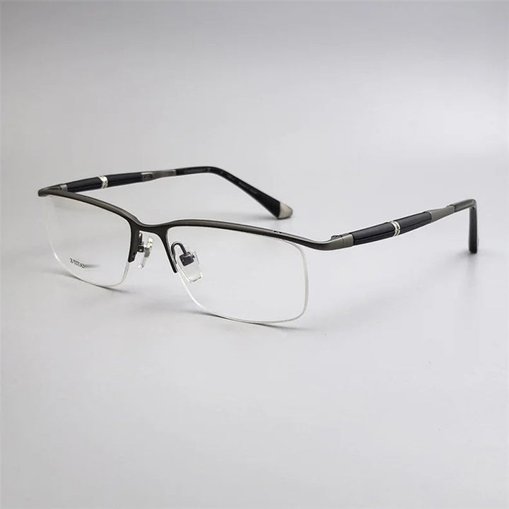 Chashma Unisex Semi Rim Square Brow Line Titanium Eyeglasses 819812 - Coffee — view 1 | Chashma at FuzWeb